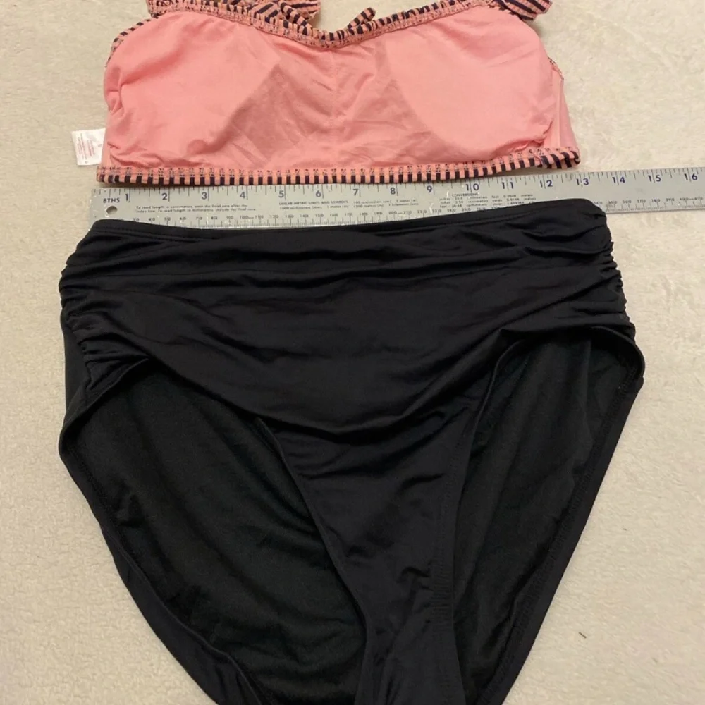 Xhilaration Pink and Black Striped Bikini